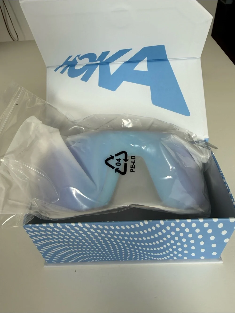 Hoka Sprint Sight Black Frame Sunglasses with Blue Mirrored Lense
